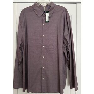 NWT‎ Artefact  Reg Fit Stretch Button Up Shirt Men's XXL Burgundy White Stripe